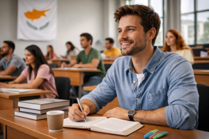 مقایسه شرایط اقامت و زندگی در قبرس و ترکیه 6 Focused student in classroom setting